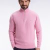 Eden Park Homme Men's Pull Col Camionneur En Coton Nid D'abeille Rose