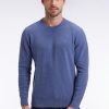 Eden Park Homme Men's Pull Col Rond En Coton Nid D'abeille Bleu