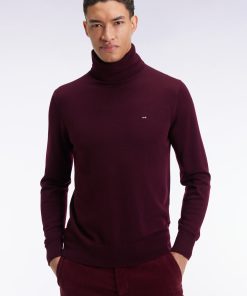 Eden Park Homme Men's Pull Col Roulé En Laine Mérinos Bordeaux