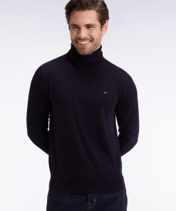 Eden Park Homme Men's Pull Col Roulé En Laine Mérinos Marine
