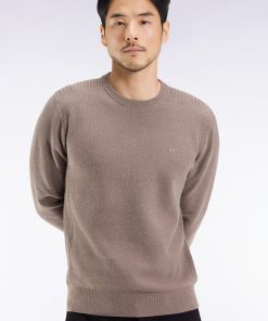 Eden Park Homme Men's Pull Col Rond En Coton Nid D'abeille Marron