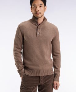 Eden Park Homme Men's Pull Col Montant Épais En Laine Et Coton Marron