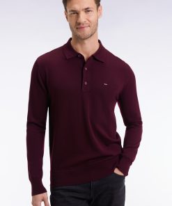 Eden Park Homme Men's Pull Col Maillot En Laine Mérinos Bordeaux