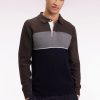 Eden Park Homme Men's Pull Col Maillot En Laine Et Coton Marine Marron Et Gris
