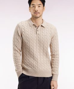 Eden Park Homme Men's Pull Col Maillot En Coton Torsadé Beige