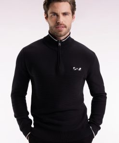 Eden Park Homme Men's Pull Col Camionneur En Coton Noir À Nœud Papillon
