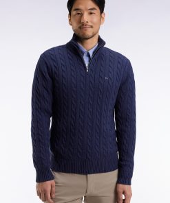 Eden Park Homme Men's Pull Col Camionneur En Coton Torsadé Marine