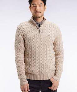 Eden Park Homme Men's Pull Col Camionneur En Coton Torsadé Beige