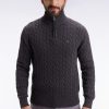 Eden Park Homme Men's Pull Col Camionneur En Coton Torsadé Gris