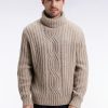 Eden Park Homme Men's Pull Col Roulé En Laine Vierge Mélangée Beige