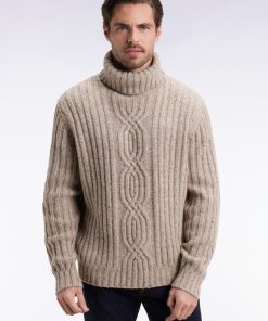 Eden Park Homme Men's Pull Col Roulé En Laine Vierge Mélangée Beige