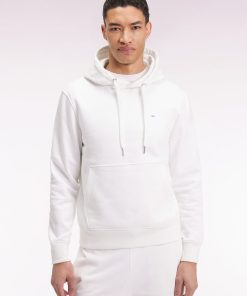 Eden Park Homme Men's Sweatshirt À Capuche En Coton Blanc Coupe Droite