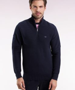 Eden Park Homme Men's Pull Col Camionneur Xv De France En Coton Marine