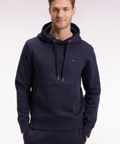 Eden Park Homme Men's Sweatshirt À Capuche En Coton Marine Coupe Droite