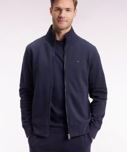 Eden Park Homme Men's Sweatshirt Zippé En Coton Marine Coupe Droite