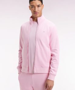 Eden Park Homme Men's Sweatshirt Zippé En Coton Rose Coupe Droite