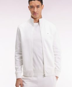 Eden Park Homme Men's Sweatshirt Zippé En Coton Blanc Coupe Droite