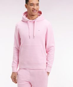 Eden Park Homme Men's Sweatshirt À Capuche En Coton Rose Coupe Droite
