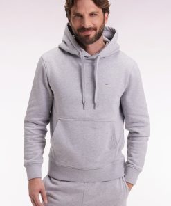 Eden Park Homme Men's Sweatshirt À Capuche En Coton Gris Coupe Droite
