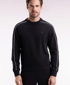 Eden Park Homme Men's Sweatshirt En Molleton Noir Passepoils Colorés
