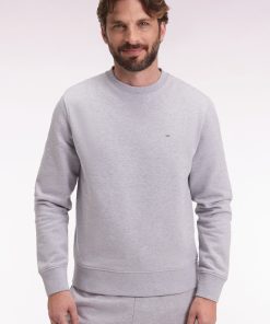 Eden Park Homme Men's Sweatshirt À Col Rond En Coton Gris Coupe Droite