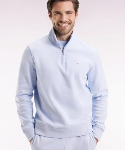 Eden Park Homme Men's Sweatshirt À Col Montant Zippé En Molleton Coton Ciel