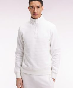 Eden Park Homme Men's Sweatshirt À Col Montant Zippé En Molleton Coton Blanc