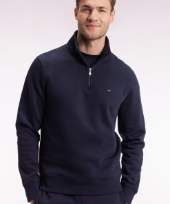 Eden Park Homme Men's Sweatshirt À Col Montant Zippé En Molleton Coton Marine