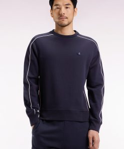 Eden Park Homme Men's Sweatshirt En Molleton Marine Passepoils Colorés