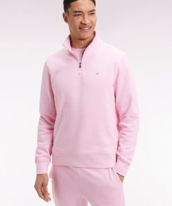 Eden Park Homme Men's Sweatshirt À Col Montant Zippé En Molleton Coton Rose