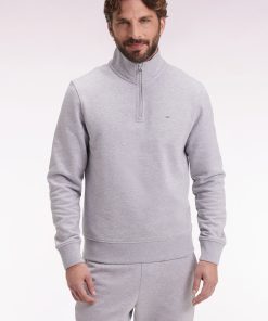 Eden Park Homme Men's Sweatshirt À Col Montant Zippé En Molleton Coton Gris