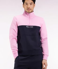 Eden Park Homme Men's Sweatshirt Col Camionneur En Molleton Bicolore Rose