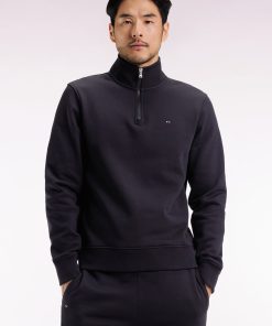 Eden Park Homme Men's Sweatshirt À Col Montant Zippé En Molleton Coton Noir