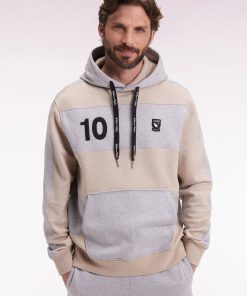 Eden Park Homme Men's Sweatshirt En Coton Mélange Beige Et Gris Clair Coupe Relaxed