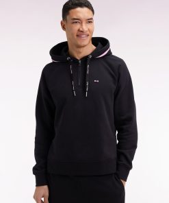 Eden Park Homme Men's Sweatshirt À Capuche En Molleton Coton Mélangé Noir Coupe Relaxed