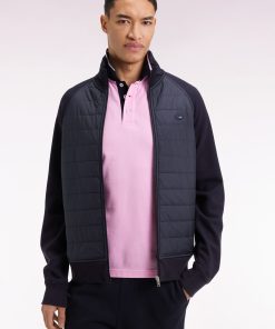 Eden Park Homme Men's Sweatshirt Zippé Bimatière Marine Coupe Droite