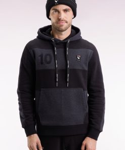 Eden Park Homme Men's Sweatshirt À Capuche En Coton Gris Foncé Coupe Relaxed