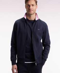 Eden Park Homme Men's Sweatshirt Zippé En Coton Marine Broderie 10 Coupe Droite