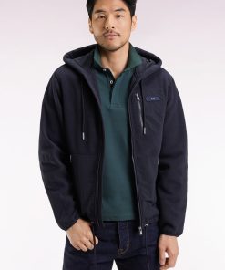 Eden Park Homme Men's Sweatshirt Zippé À Capuche Bimatière Marine Coupe Droite