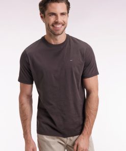 Eden Park Homme Men's T-shirt Manches Courtes À Col Rond En Coton Pima Marron
