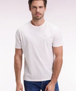 Eden Park Homme Men's T-shirt Manches Courtes À Col Rond En Coton Pima Écru
