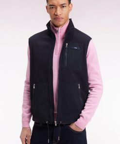 Eden Park Homme Men's Sweatshirt Sans Manches Zippé À Capuche Bimatière Marine Coupe Droite