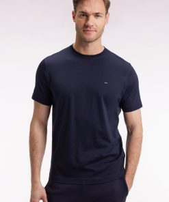 Eden Park Homme Men's T-shirt À Manches Courtes Broderie Dos En Coton Pima Marine