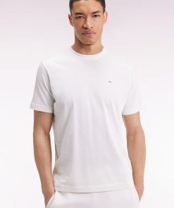 Eden Park Homme Men's T-shirt À Manches Courtes Broderie Dos En Coton Pima Écru