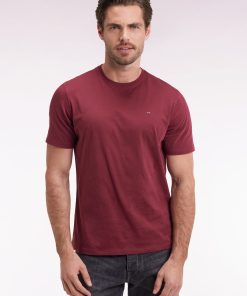 Eden Park Homme Men's T-shirt Manches Courtes À Col Rond En Coton Pima Bordeaux