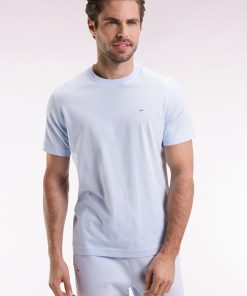 Eden Park Homme Men's T-shirt À Manches Courtes Broderie Dos En Coton Pima Ciel