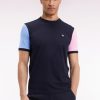 Eden Park Homme Men's T-shirt À Manches Courtes Contrastées En Coton Marine