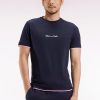 Homme Men's T-shirt À Manches Courtes Broderie Eden Park En Coton Marine