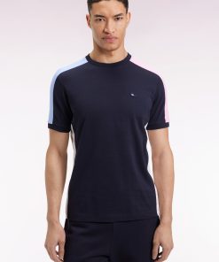 Eden Park Homme Men's T-shirt À Manches Courtes En Coton Marine Découpes Colorées