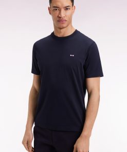 Eden Park Homme Men's T-shirt À Manches Courtes Dos Brodé En Coton Marine